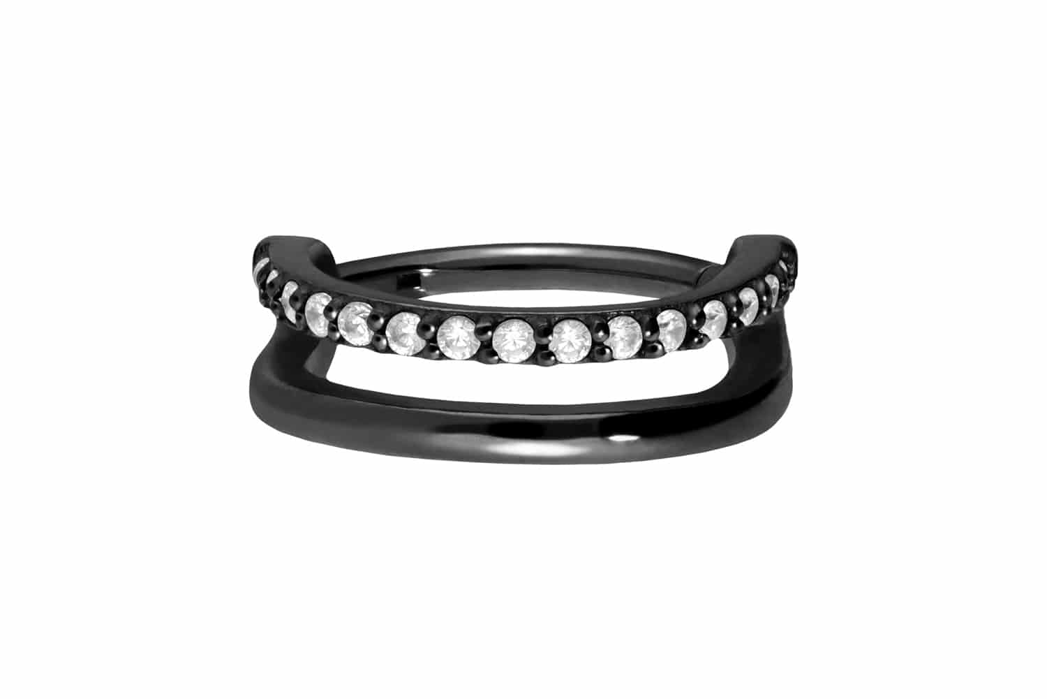 Chirurgenstahl Segmentring Clicker Piercing DOPPELRING + EINGEFASSTE KRISTALLE